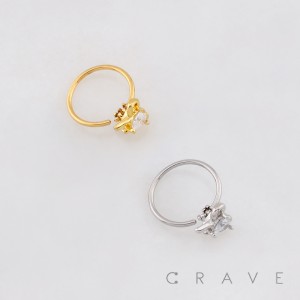 HEART CZ RIBBON NOSE HOOP 316L SURGICAL STEEL
